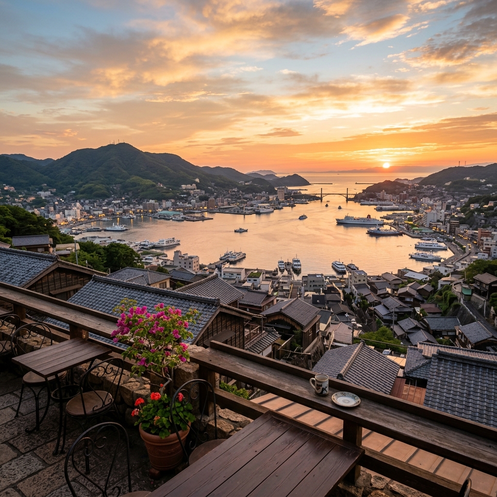 お店からの長崎港の景色